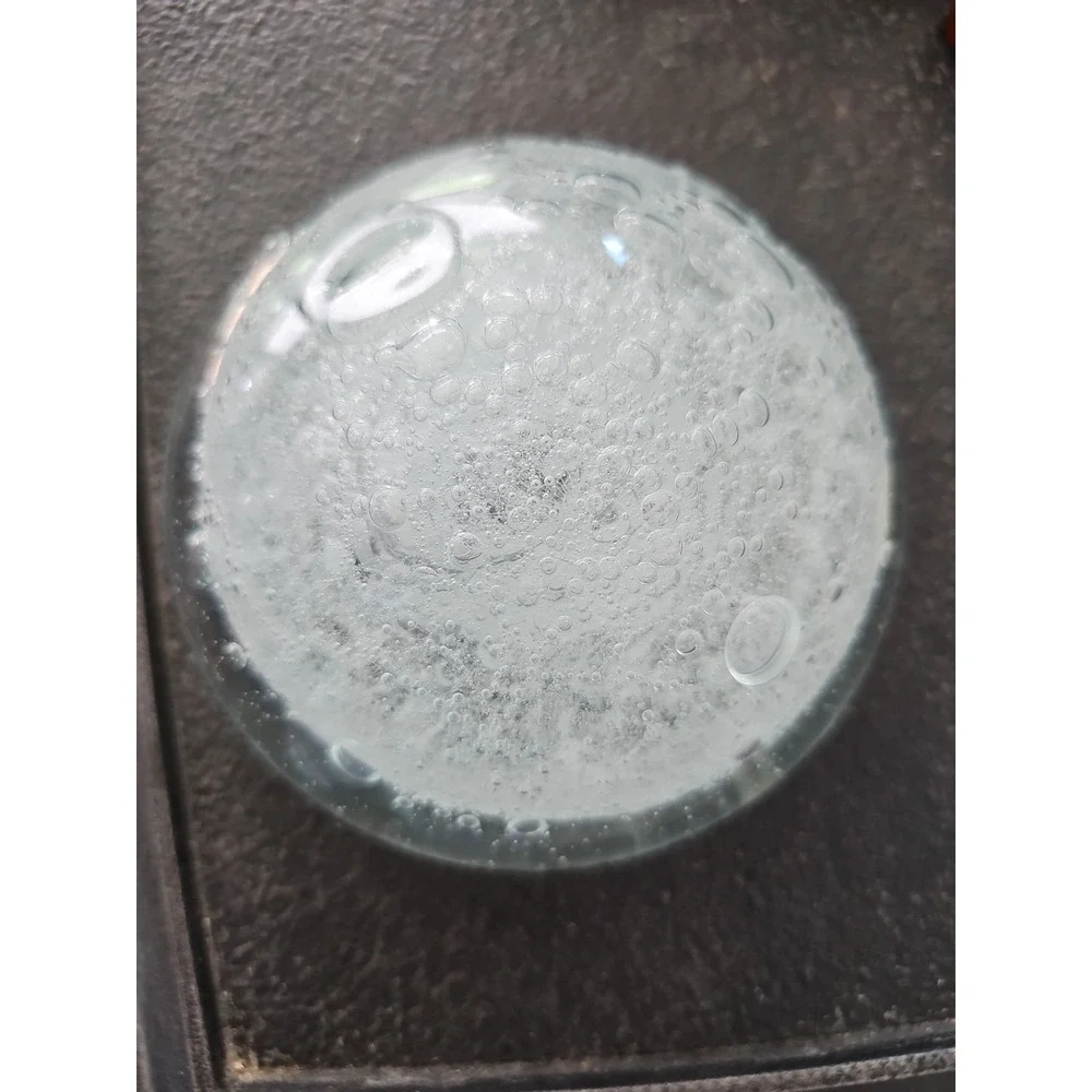 Vtg Hand Blown Clear Art Glass Mushroom Paperweight Controlled Bubbles Studio